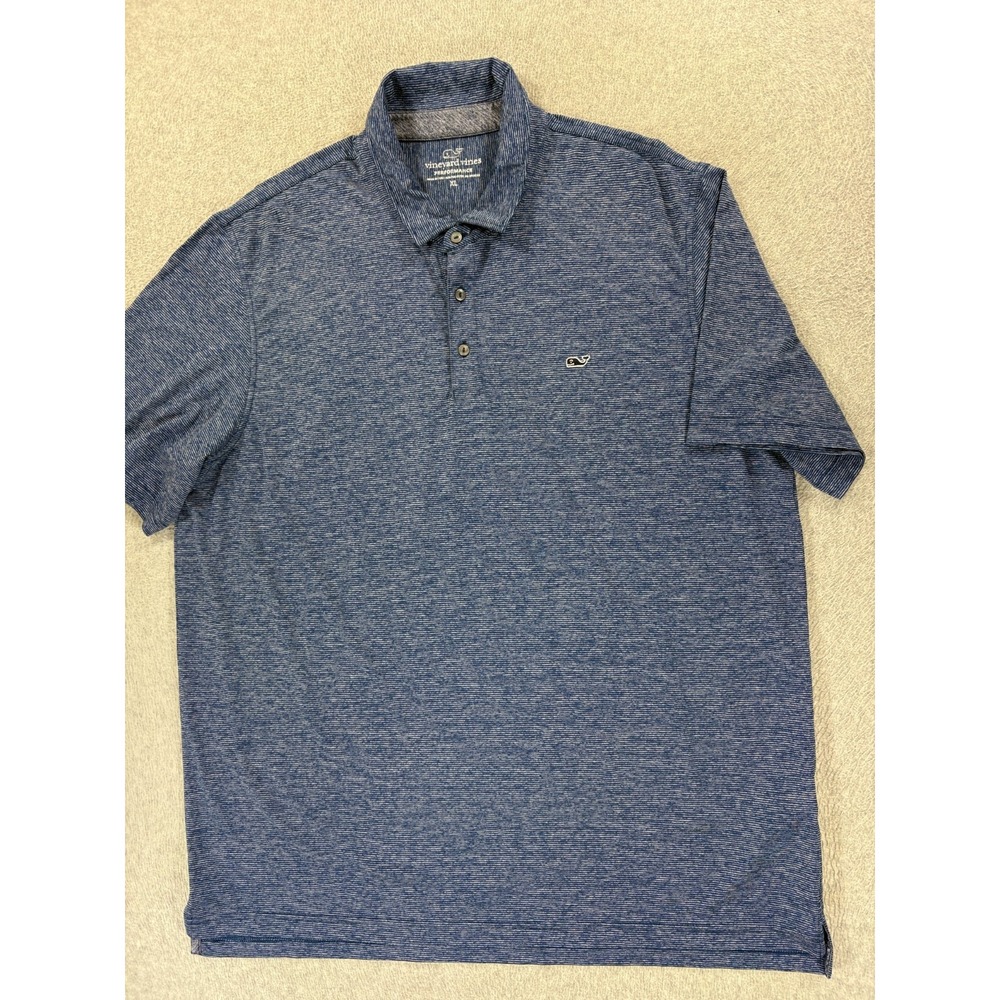 Vineyard Vines Performance Short Sleeve WHALE Polo Shirt (Men's XL) Blue